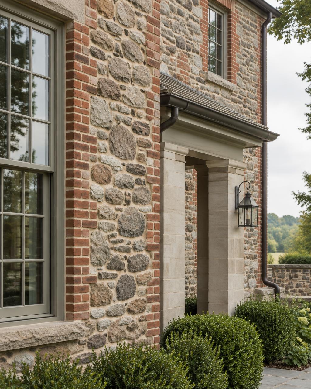 Restored stone and brick exterior